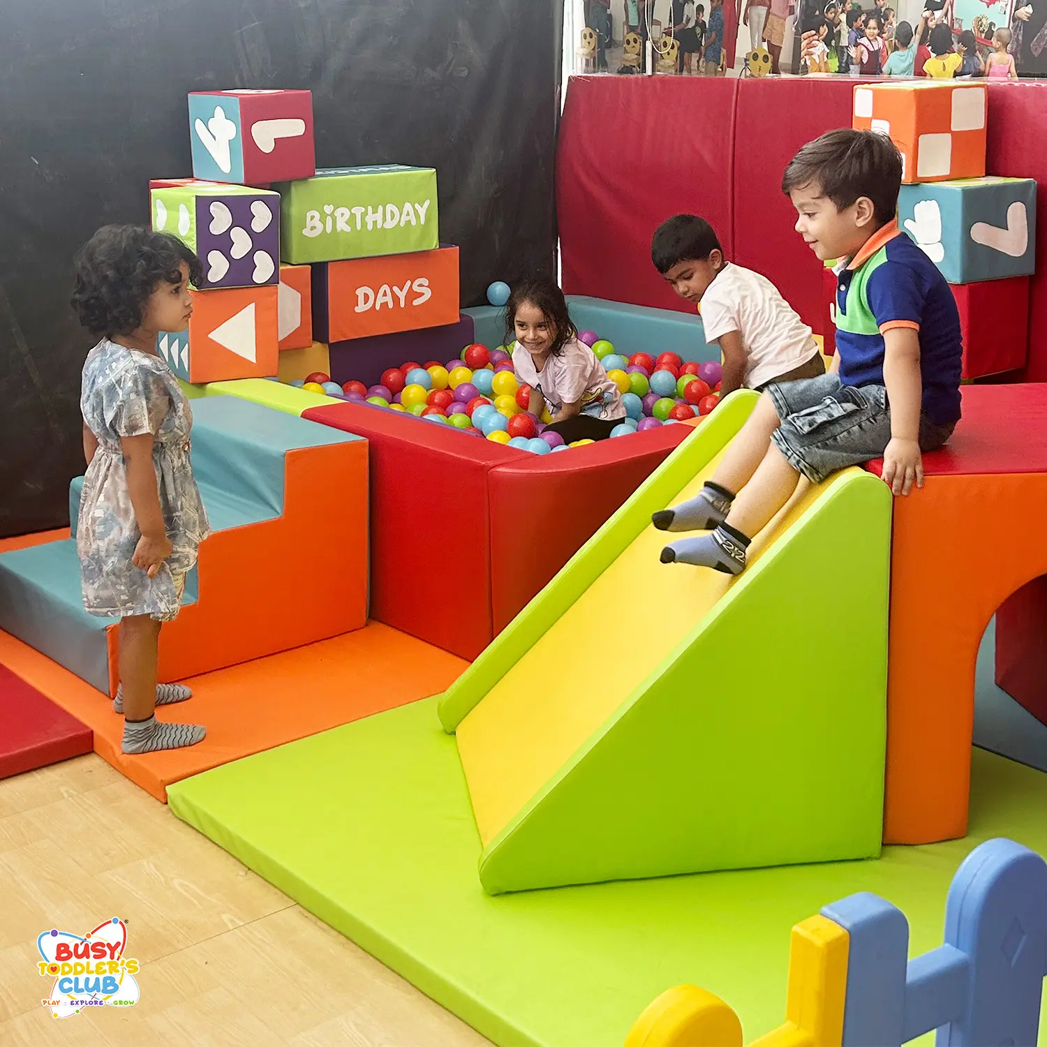 Children at a soft play birthday